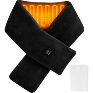 Neck Heating Pad Heated Scarf for Pain Relief, Heated Wrap with 5000mAh Power Bank, Cordless Thermal Neck Brace Electric Heating Neck Warmer with 3 Heating Levels(Black)
