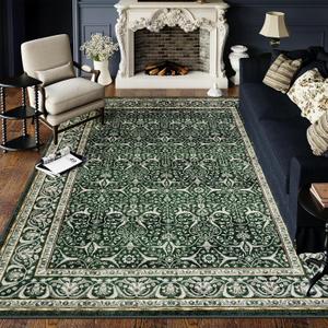 LIVEBOX Green 8x10 Area Rugs for Living Room, Christmas Washable Area Rug with Non Slip Backing, Non Shedding Large Boho Carpet for Bedroom Dining Room Office(8'x10')
