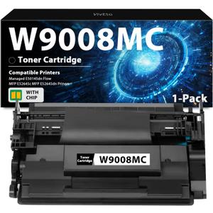W9008 W9008MC Toner Cartridge Black (with New Chip) Replacement for HP W9008MC Toner for Managed E50145dn Flow MFP E52645c MFP E52645dn Priners, 1-Pack Laser W9008MC Toner Cartridge