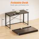 Huuger Folding Desk for Small Spaces, 39.3 Inch Foldable Computer Table, for Home Office, Study, Bedroom, Dorm, Space Saving, Small Writing Work Office Computer Desk, Easy to Fold, Black, 18.9"D x 39.4"W