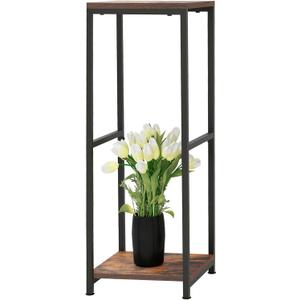 CASIMR Plant Stand for Indoor, Tall Metal Shelf with Square Wooden Board, 2 Tier Display Rack for Multiple Plants, 32 Inch Tiered Flower Pot Holder for Corner Living Room Balcony Garden Patio
