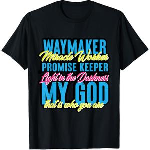 Waymaker Miracle Worker Graphic Design For Christian T-Shirt (Black, 6X)