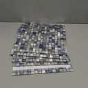 BeNice Peel and Stick Backsplash Tile Stickers, Kitchen Bathroom Wall Adhesive Small Metal Tiles Square-5sheets Blue Mix