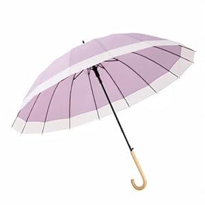 ThreeH Big Beatiful Umbrella with Arc Classic Wood Handle 16 Ribs 48" Windproof Sturdy Stick Rain Umbrella ThreeH Big Beatiful Umbrella with Arc Classic Wood Handle 16 Ribs 48" Windproof Sturdy Stick Rain Umbrella