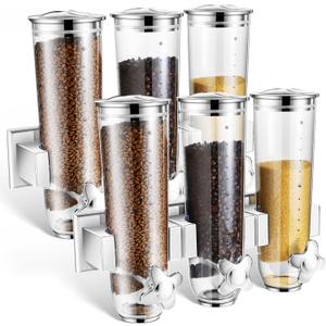 Umigy 2 Pcs Candy Dispenser Wall Mounted, Triple Dry Cereal Grain Dispenser Machine Wall Mount, Food Storage Container for Pantry Snack with 3 Cup for Kitchen, 39 oz (Silver)