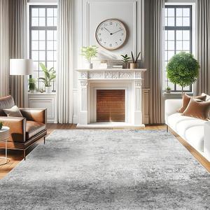 RUUGME Washable Abstract 8X10 Rug: Living Room Area Rugs Non-Slip Backing Neutral Stain Resistant Carpet for Bedroom Farmhouse Large Soft Indoor mats for Dining Room Office Entry 8X10 Grey