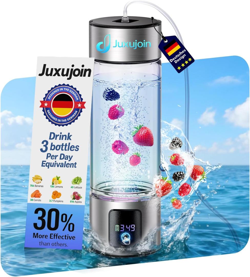 Upgrade 3-in-1 Hydrogen Water Bottle with Display - Industry TOP - 24-Hour Hydrogen Lock | 0 Chlorine & 0 Ozone | 100% Leak-Proof Seal, Hydrogen Water Bottle Generator with Hydrogen Straw