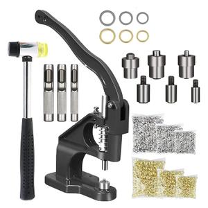 Kawlity Grommet Machine Eyelet Hand Press Punch Tool 3 Dies 3000 Pcs Grommets 1 Hammer Black