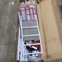 Jocoevol Full Size Loft Bed with L-Shaped Desk, LED Lights,Charging Station, Industrial Heavy Duty Metal Loft Bed Frame with 3 Storage Shelves and 3 Fabric Drawers, Safety Guard & Ladder, White