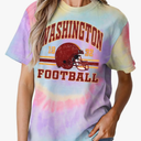 Football Shirts for Women Tie Dye Game Day Shirt Vintage Football Season T-Shirt Sunday Funday Graphic Casual Tee Tops, Large