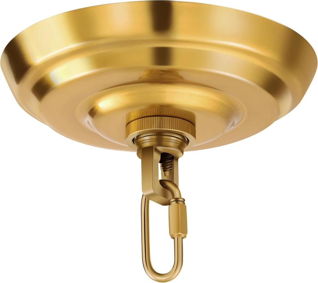 6 Inch Light Canopy Kit with Heavy Duty, Replacement Cover Plate with Mounting Hardware for Chandelier, Pendant Light, Swag Light, Flower Basket or DIY Projects (Brass)