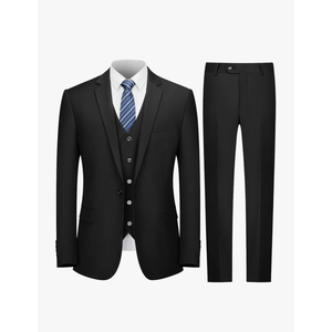 Cooper & Nelson Men's Suit Slim Fit, 3 Piece Suits for Men, One Button Solid Jacket Vest Pants with Tie, Tuxedo Set 3XL