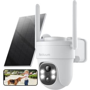Security Camera Outdoor Wireless, 3K/5MP Solar Camera Outdoor Wireless, Battery Powered 360PTZ, Color Night Vision, PIR Motion Detection,2-Way Audio, Compatible with Alexa
