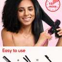 Terviiix Hair Straightening Brush Magenta - Rapid Heat Hair Straightener Brush 450F in 20S, Ionic Technology, 13 Settings, Dual Voltage, Anti-Scald, for Frizz Control & Daily Styling
