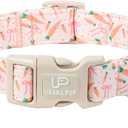 Easter Day Dog Collar, UP URARA PUP Easter Bunny Adjustable Pet Collar with Quick Release, Colorful Rabbits Dog Collars for Small Medium Large Dogs (EasterCarrot&Bow CC)