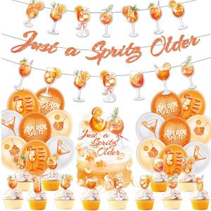 Aperol Spritz Decor Include A Spirity Older Banner-Backdrop-Balloons-Cake Topper-Cupcake Toppers for Aperol Spritz Themed Birthday Decoration