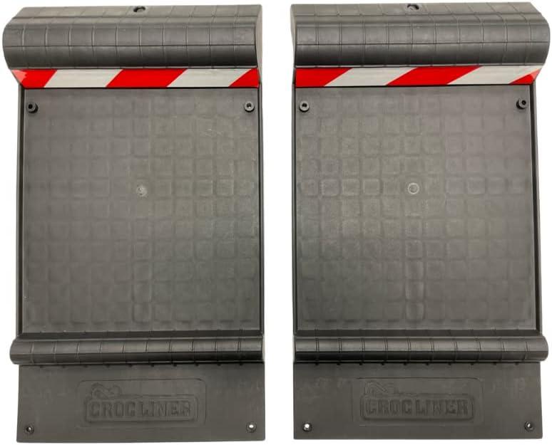 Croc Liner Garage Indoor/Outdoor Parking Guide Mat, Heavy Duty Wheel Stoppers, for Trucks & Vehicles, Anti-Skid Grips, Reflective Stripes (Set of 2)