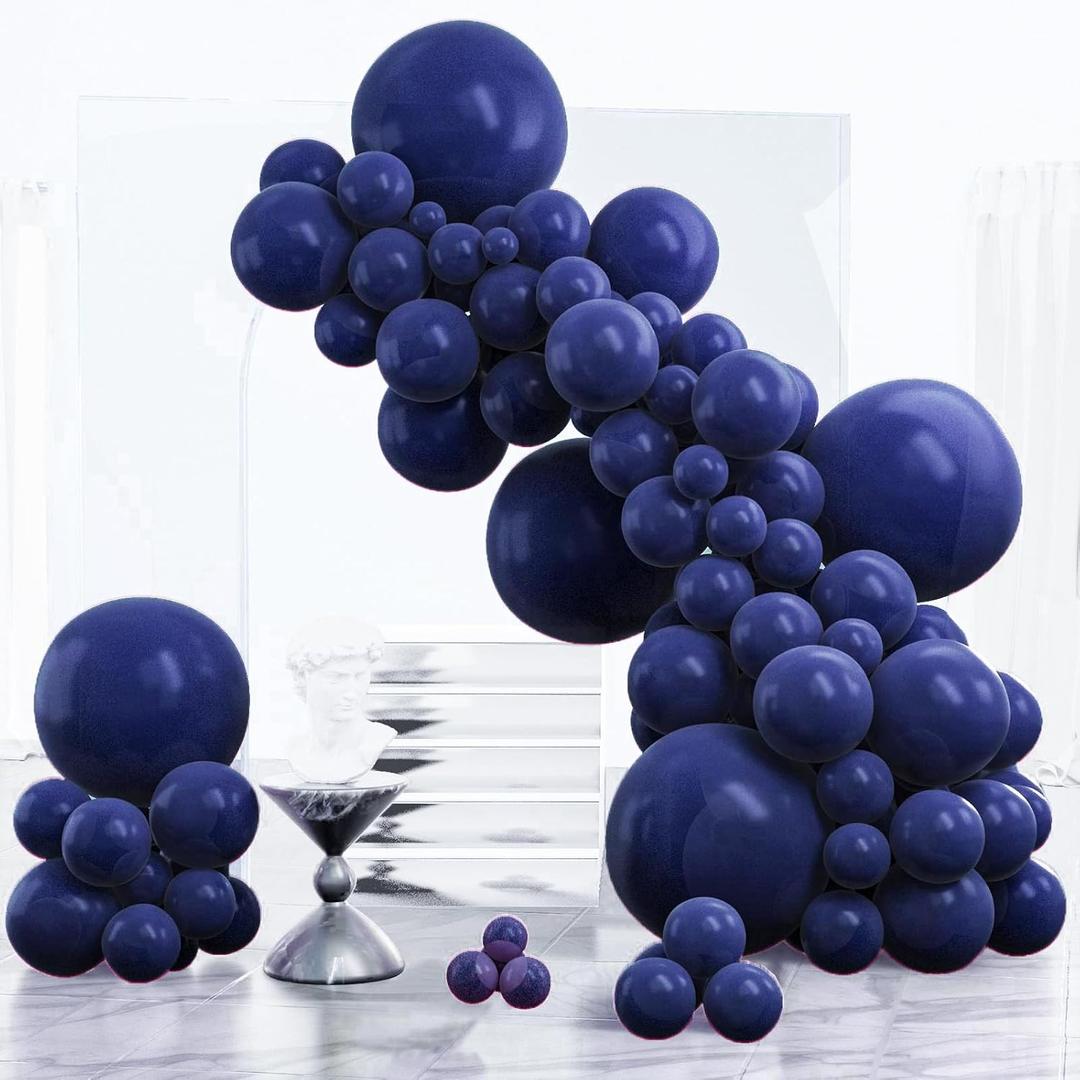 PartyWoo Navy Blue Balloons 140pcs Different Sizes of 18 12 10 5 Inch Dark Blue Balloon Arch Kit Garland for Graduation Wedding Sports Baby Shower Birthday Bachelorette Party Decorations Blue-Z90