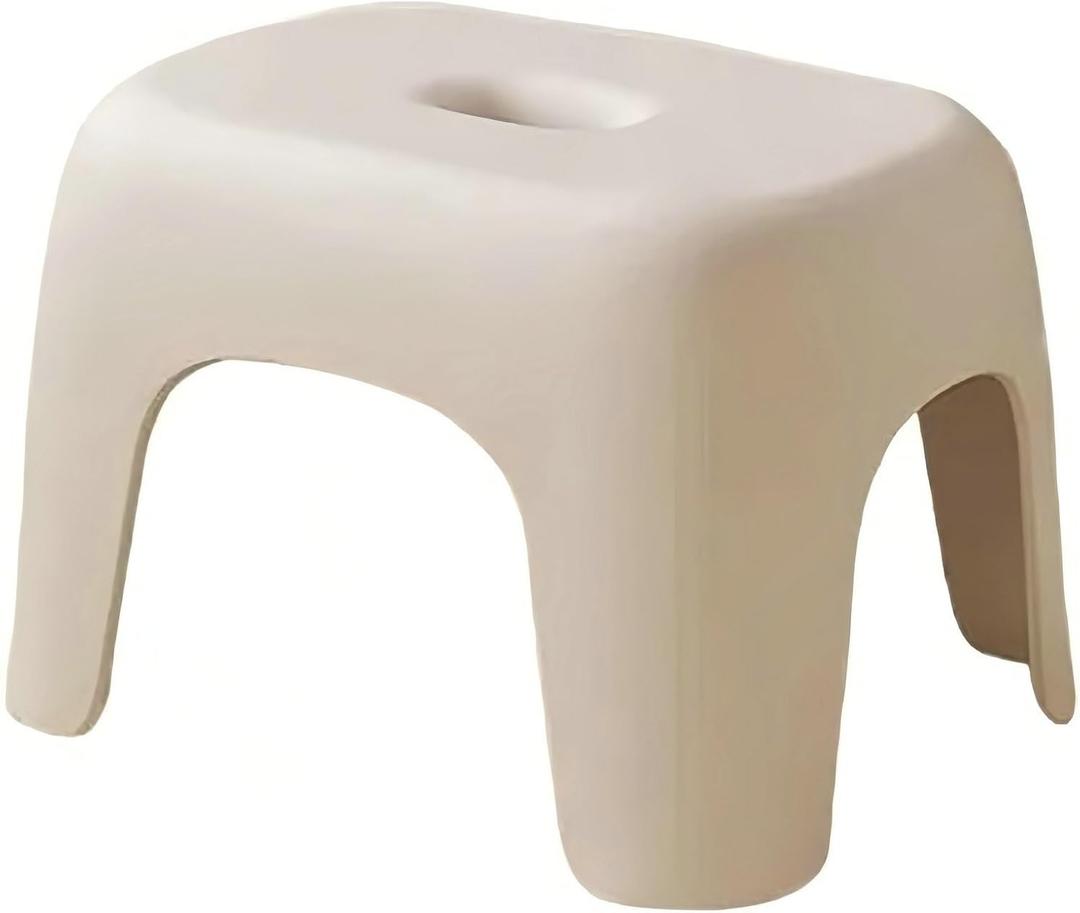 Plastic Step Stool, Heavy-Duty ABS Bathroom Shower Stool, Non-Slip Bath Seat with Rubber Pads, 12.2x9.25x7.68 Inch,
