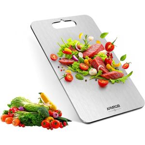 APMRQIB Titanium Cutting Boards for Kitchen, 100% Pure Titanium Cutting Boards Double Sided Non Toxic Cutting Board, Hygiene Durable Dishwasher Safe 10.5”×6.5”