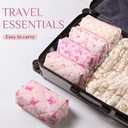 Paterr 10 Pcs Quilted Makeup Bag Bulk Cotton Floral Cosmetic Bag Women Girls Bridesmaid Gifts Cute Makeup Pouch Coquette Aesthetic Travel Toiletry Organizer(Pink Bow,6.30 x 3.94 Inches)