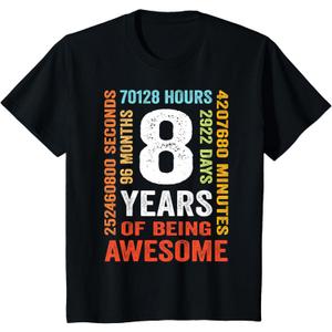 8th Birthday 8 Years Old Vintage Retro 96 Months T-Shirt