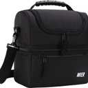 MIER Adult Lunch Box Insulated Lunch Bag Large Cooler Tote Bag for Men, Women, Double Deck Cooler(Black Large)