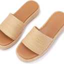 LUXMUWA Raffia Sandals Women Platform Wedge Slides Straw Espadrilles Mules Summer Shoes Cute Beach Sandals for Women 2025 Size 9