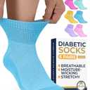 Pembrook Ankle Diabetic Socks for Women and Men | 6 Pairs | Wide Calf and Ankle Womens Diabetic Socks | Moisture Wicking | Neuropathy  M