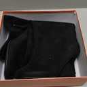 Women's Knee High Suede Boots for Women Wide Calf Square Toe Stiletto Heels Tall Boots Pull On High Heel Long Booties (9, Black)