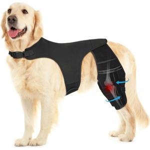 Pawfun Dog Knee Brace for Torn ACL Hind Leg, Adjustable Dog Leg Braces for Back Leg with 4 Metal Stabilizers Helps with Torn CCL, Luxating Patella, Ligament Injuries, Hip Dysplasia, Large Black