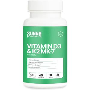 SUNNA SUPPLEMENTS Vitamin D3 & K2 60's (150ml White) BBD: 02/2029