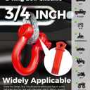 2 Pack Red D Ring Recovery Shackles 3/4" with 7/8" Screw Pin | 57,000 lbs Break Strength Heavy Duty Tow Shackles for Winch, Off Road Jeep, Truck, SUV, ATV, UTV