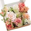 Ling's moment Blush Garden & Cream Artificial Flowers Greenery Mini Box Set, Pink & White Fake Flower for DIY Wedding Bridal Bouquet, Centerpieces Decor, Floral Arrangement Decor, Baby Shower Etc 
