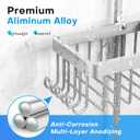 Sewulidon Aluminum Alloy Hanging Shower Caddy for Handheld Shower Heads,Rustproof Hose Shower Organizer 4 Levels Height Adjustable Shower Rack with Hooks,Razor Holder,Soap Holder