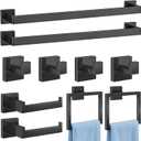 Gypie Bathroom Accessories Set Wall Mounted, 10-Piece 24In Matte Black | Stainless Steel Modern Wall Mount Towel Racks for Bathroom Towel Bar Set