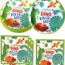 Watercolor Dinosaur Birthday Party Supplies, 20 Plates and 20 Napkin, for Dinosaur Theme Birthday Party Decoration for Boys Kids