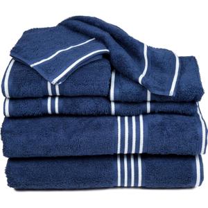 Lavish Home 8PC Bathroom Towels Set - 575GSM 100% Cotton Bathroom Essentials with 2 Bath Towels, 2 Hand Cloths, 2 Wash Cloths, and 2 Fingertip Fabric for Shower, Gym, Dorm and Spa (Navy)