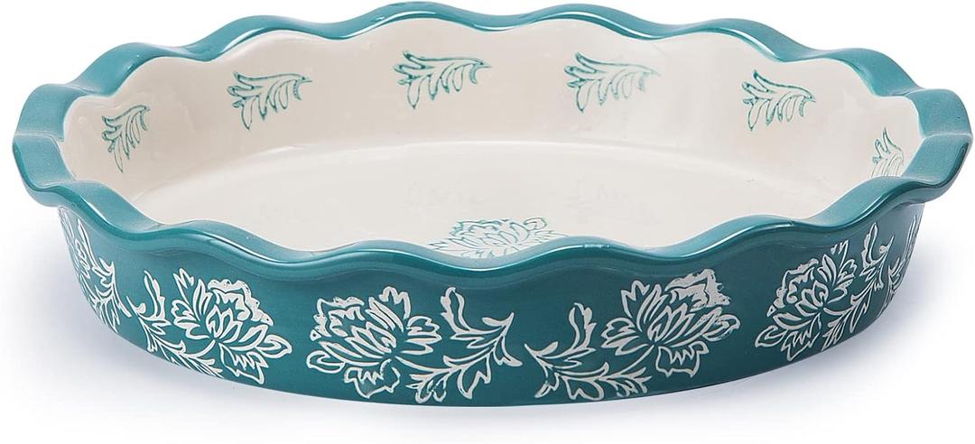 Wisenvoy Pie Pan Ceramic Pie Dish Pie Plate Deep Dish Pie Pan Non-Stick Pie Pans for Baking Pie Pans Pie Dishes (Blue Green)