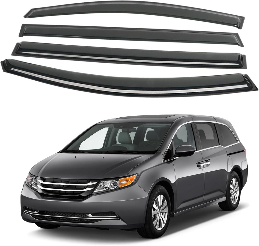 4PCS Rain Guards Fit for Honda Odyssey 2011-2017, Durable Front & Rear Window Visors Wind Deflector, Outside Mount Vent Shade Shield Accessories 2011 2012 2013 2014 2015 2016 2017