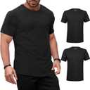 HOTake Mens T-Shirt Short Sleeve Crew Neck 1-3 Pack Soft Fitted Tees S-4XL Fresh Classic Tshirts Basic Tee Shirt (B1-black*2) Large