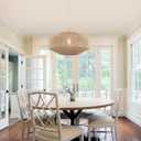 Coastal Large Woven Pendant Light Fixture 17.8 inch One-Light Adjustable Natural Hemp Rope Cage Pendant Lighting for Kitchen Island Dining Room Living Room Farmhouse
