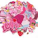 60pcs Pink Embroidered Patches Random Assorted Styles Pink Theme Iron on Patches for Girls Western Cowgirl DIY Sew Applique Repair Patch Cute Preppy Sew on Patches for Backpacks Pants Clothes Jeans