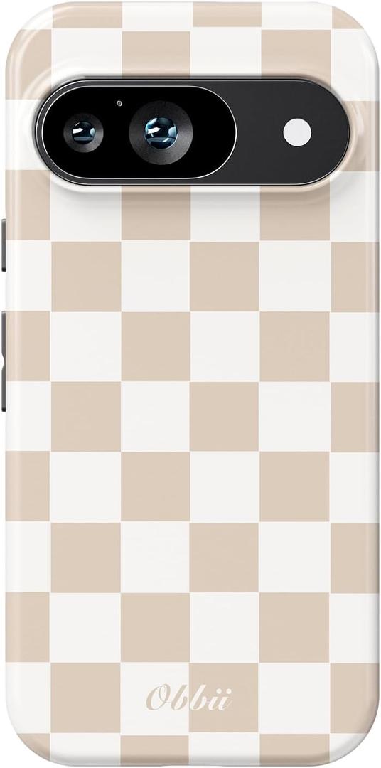 Compatible with Google Pixel 9/9 Pro Case, 2 in 1 Slim Heavy Duty Protection Hybrid Hard PC Soft Silicone Rugged Bumper Antiscratch Protective Case 6.3 inch (Checkerboard)