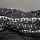 WONGS BEDDING Black Comforter Set Twin, Reversible Boho Triangle Striped Down Alternative Comforter Set for Twin Bed - 2 Pieces (1 Comforter + 1 Pillowcases), Microfiber Bedding Set 68"x 86"