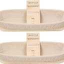 14.5inch Oval Bread Dough Proofing Rising Rattan Basket & Liner Combo for Professional & Home Baking (2 basket & 2 liner)