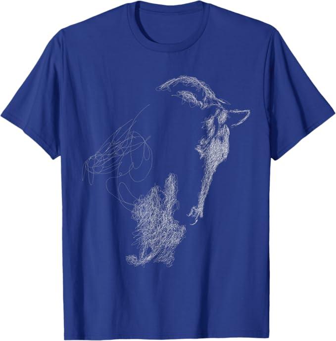 Horse Head Scribble Black Art Face for Horse Lovers, Taming T-Shirt, XS