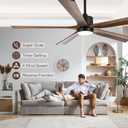 heimo 60 Inch Ceiling Fans with Lights and Remote, Wood Indoor Outdoor Ceiling Fan with Light for Patios Living Room Bedroom 5 Blades Large Mid Century Modern Ceiling Fan (Walnut)