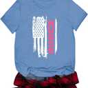 Patriotic Shirts July 4th Shirts for Women American Flag Heart T-Shirts USA Fourth of July Casual Tee Top (XL)