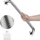 32 Inch Polished Chrome Grab Bars for Shower with Anti-Slip Knurled Grip | YuanDe Stainless Steel Bathroom Grab Bars, Shower Handrail Support, Handicap Elderly Balance Assist Handles-1Pack